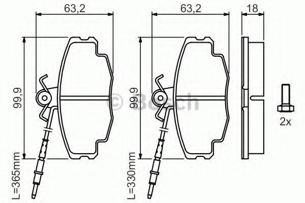 BOSCH 0986461117 Комплект гальмівних колодок, дискове гальмо