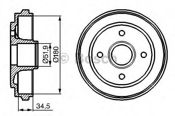 BOSCH 0986477128 Гальмівний барабан