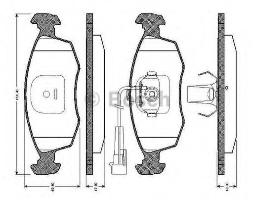 BOSCH 0986TB2093 Комплект гальмівних колодок, дискове гальмо