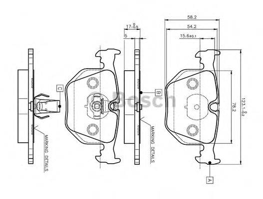 BOSCH 0986TB2204 Комплект гальмівних колодок, дискове гальмо