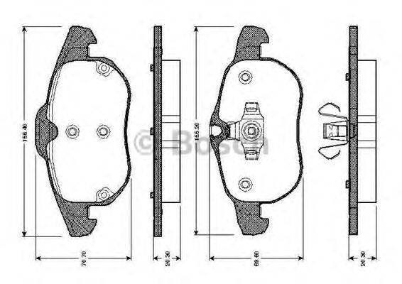 BOSCH 0986TB2421 Комплект гальмівних колодок, дискове гальмо