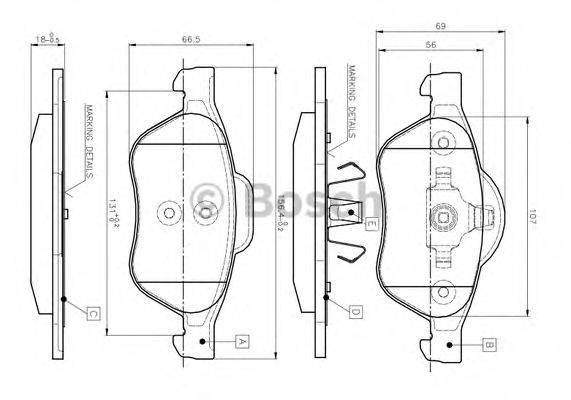 BOSCH 0986TB2434 Комплект гальмівних колодок, дискове гальмо