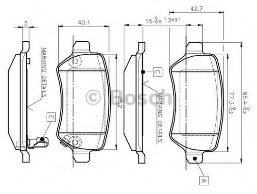 BOSCH 0986TB2845 Комплект гальмівних колодок, дискове гальмо