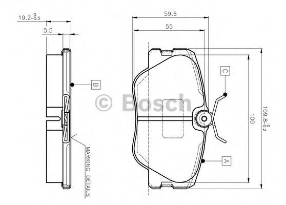 BOSCH 0986TB2008 Комплект гальмівних колодок, дискове гальмо