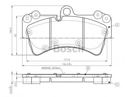 BOSCH 0986TB2455 Комплект гальмівних колодок, дискове гальмо