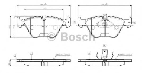 BOSCH 0986TB2598 Комплект гальмівних колодок, дискове гальмо