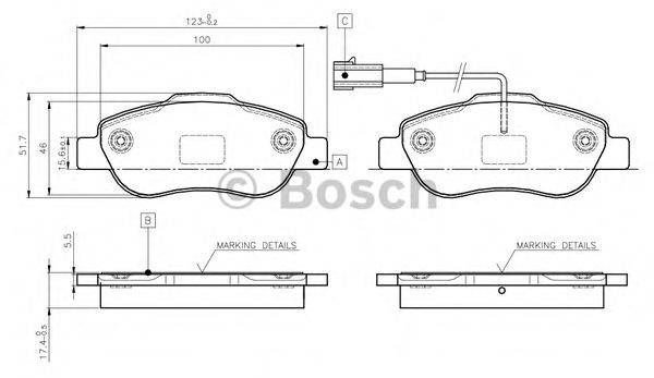 BOSCH 0986TB3030 Комплект гальмівних колодок, дискове гальмо