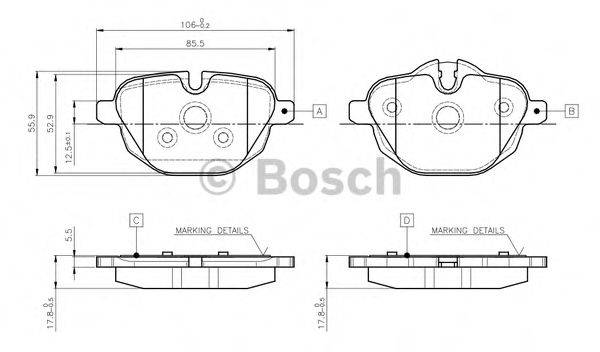 BOSCH 0986TB3139 Комплект гальмівних колодок, дискове гальмо