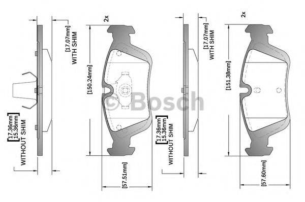 BOSCH F03B150287 Комплект гальмівних колодок, дискове гальмо