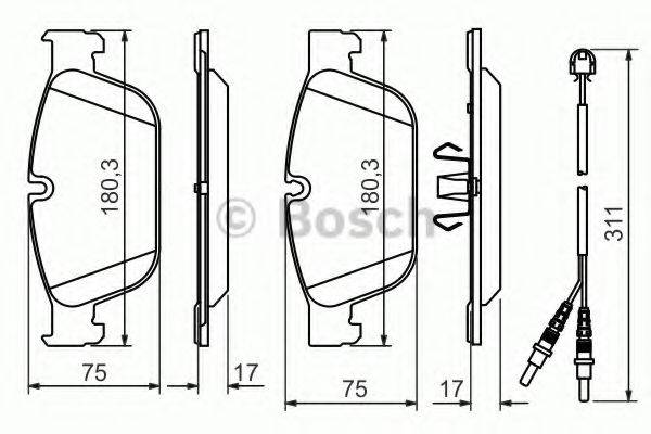 BOSCH 0986494526 Комплект гальмівних колодок, дискове гальмо