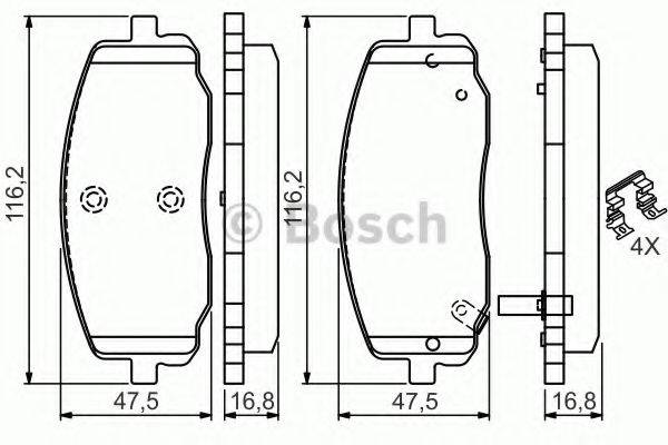 BOSCH 0986494594 Комплект гальмівних колодок, дискове гальмо