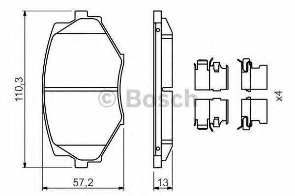 BOSCH 0986494655 Комплект гальмівних колодок, дискове гальмо