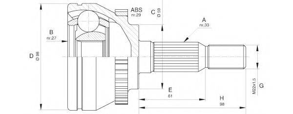 OPEN PARTS CVJ561210 Шарнірний комплект, приводний вал