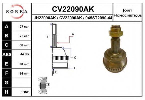 EAI CV22090AK Шарнірний комплект, приводний вал