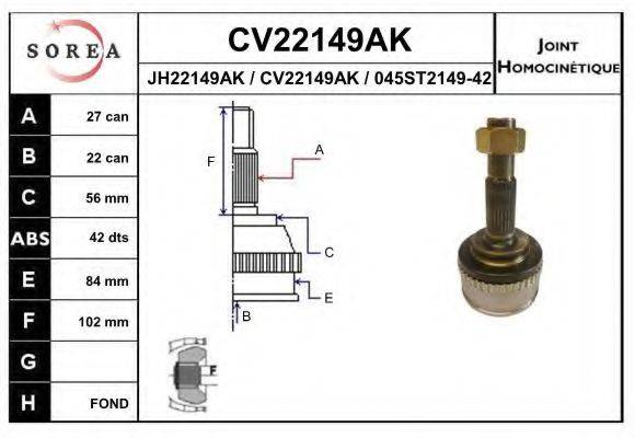 EAI CV22149AK Шарнірний комплект, приводний вал