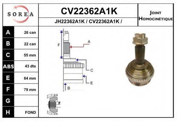 EAI CV22362A1K Шарнірний комплект, приводний вал