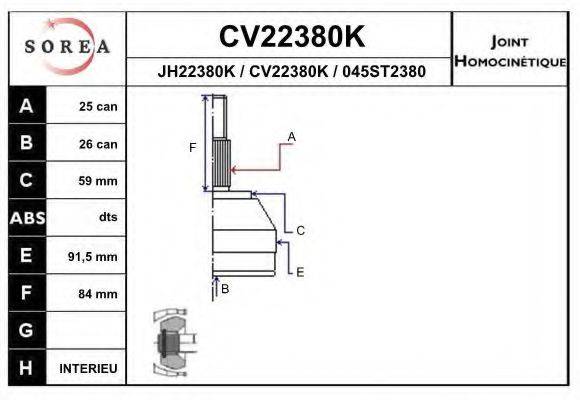 EAI CV22380K Шарнірний комплект, приводний вал