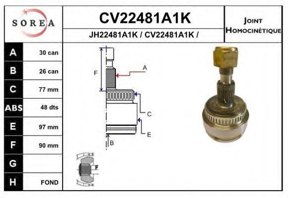 EAI CV22481A1K Шарнірний комплект, приводний вал