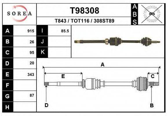 EAI T98308 Приводний вал