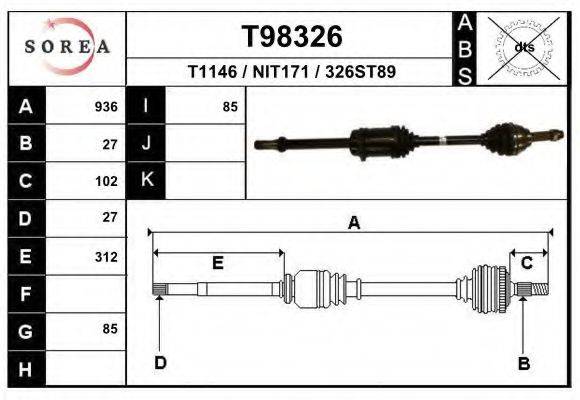 EAI T98326 Приводний вал