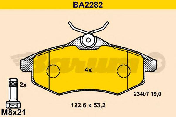 BARUM BA2282 Комплект гальмівних колодок, дискове гальмо