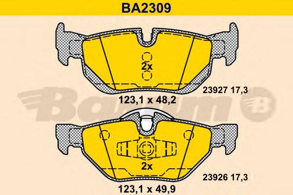 BARUM BA2309 Комплект гальмівних колодок, дискове гальмо