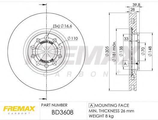 FREMAX BD3608 гальмівний диск