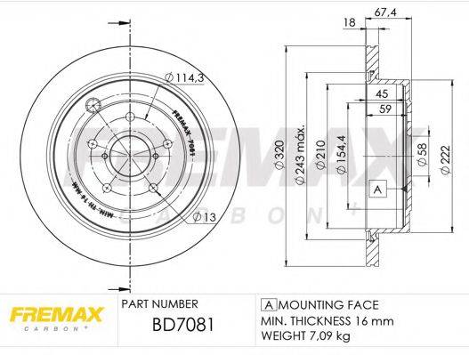 FREMAX BD7081 гальмівний диск