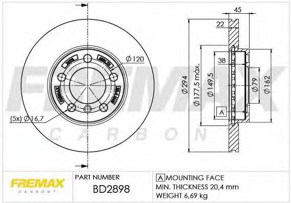 FREMAX BD2898 гальмівний диск