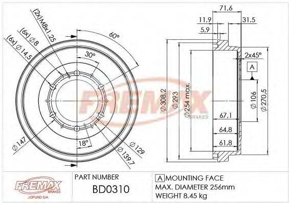 FREMAX BD0310 Гальмівний барабан