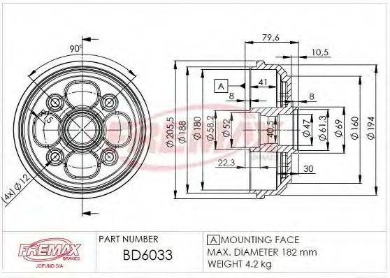 FREMAX BD6033 Гальмівний барабан