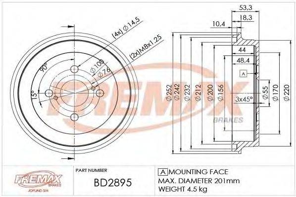 FREMAX BD2895 Гальмівний барабан