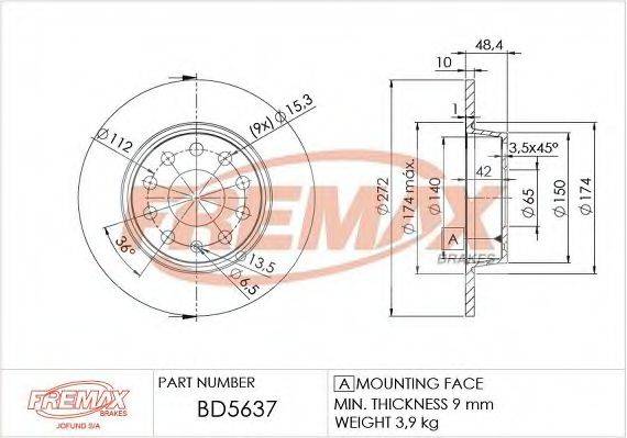 FREMAX BD5637 гальмівний диск