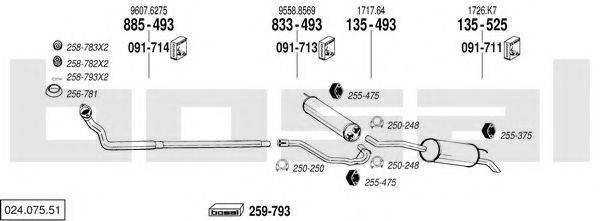 BOSAL 02407551 Система випуску ОГ