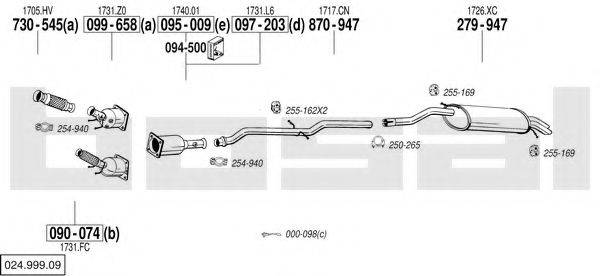 BOSAL 02499909 Система випуску ОГ