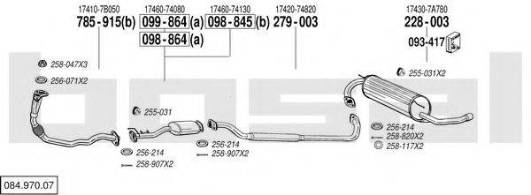 BOSAL 08497007 Система випуску ОГ