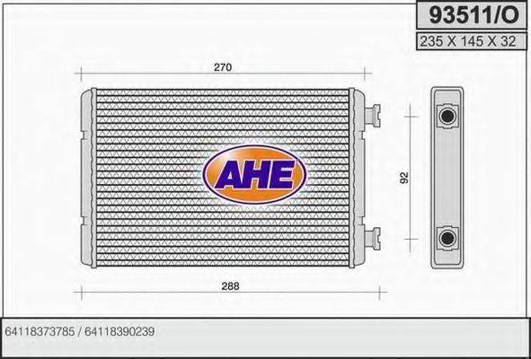 AHE 93511O Теплообмінник, опалення салону