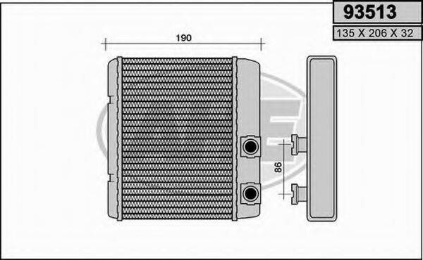 AHE 93513 Теплообмінник, опалення салону
