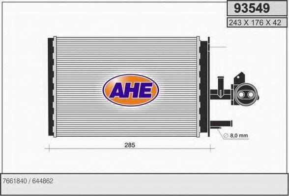 AHE 93549 Теплообмінник, опалення салону