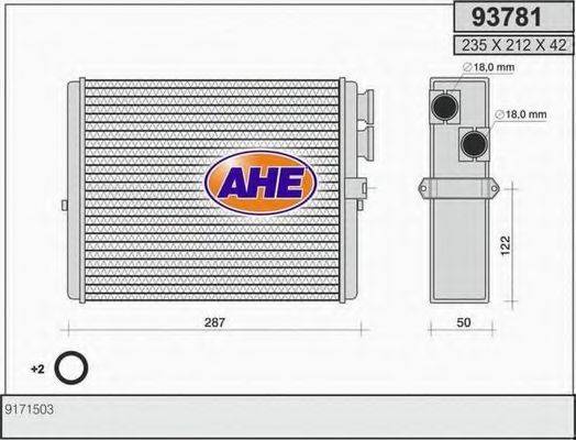 AHE 93781 Теплообмінник, опалення салону