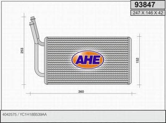 AHE 93847 Теплообмінник, опалення салону