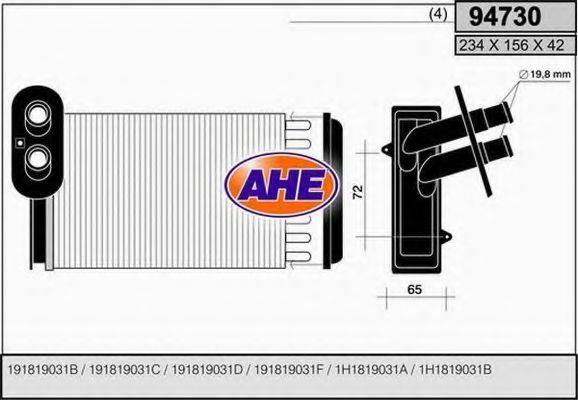 AHE 94730 Теплообмінник, опалення салону