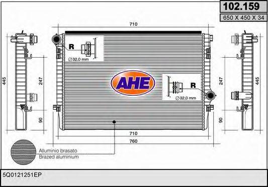 AHE 102159 Радіатор, охолодження двигуна