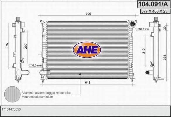 AHE 104091A Радіатор, охолодження двигуна