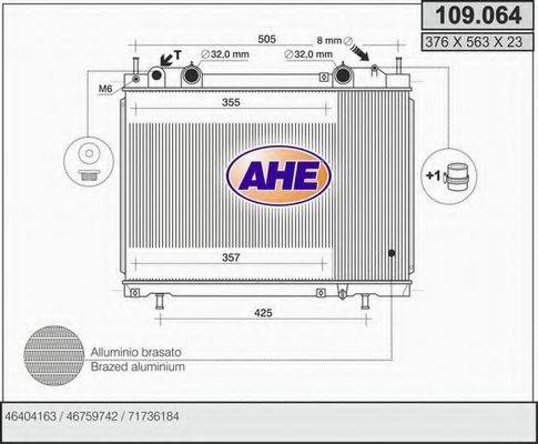 AHE 109064 Радіатор, охолодження двигуна