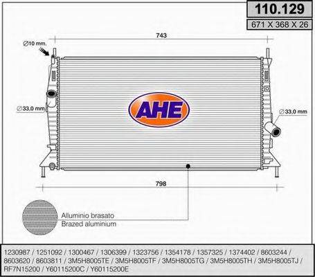 AHE 110129 Радіатор, охолодження двигуна