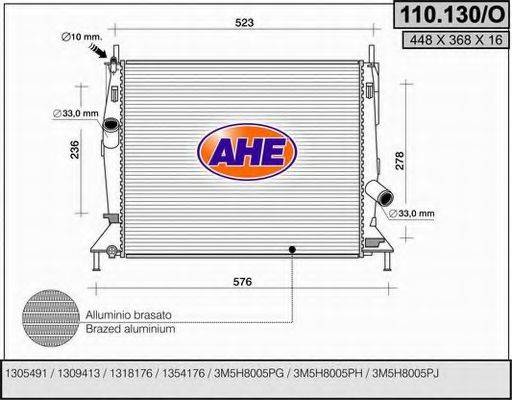 AHE 110130O Радіатор, охолодження двигуна