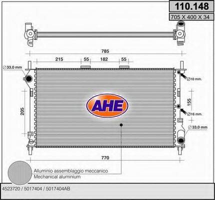 AHE 110148 Радіатор, охолодження двигуна