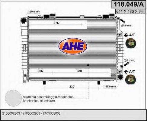 AHE 118049A Радіатор, охолодження двигуна