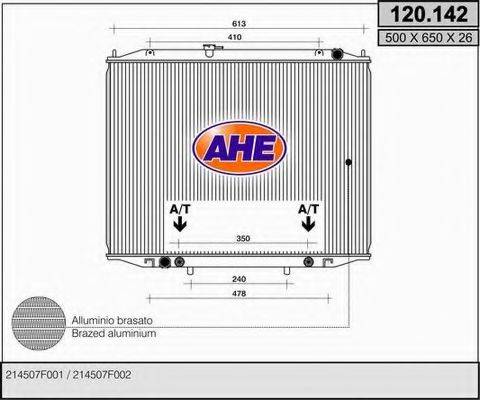 AHE 120142 Радіатор, охолодження двигуна